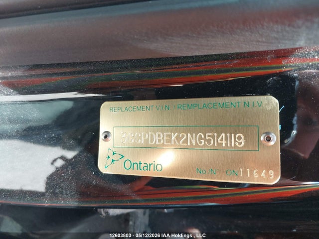 12603803 :رقم المزاد ، 3GCPDBEK2NG514119 vin ، 2022 Chevrolet Silverado 1500 Custom مزاد بيع