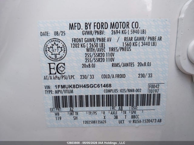 1FMUK8DH4SGC61468 Ford Explorer Active