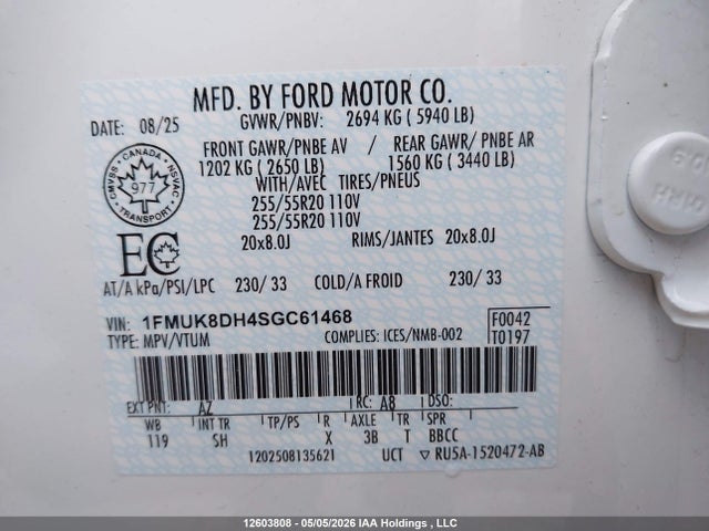 1FMUK8DH4SGC61468 Ford Explorer Active