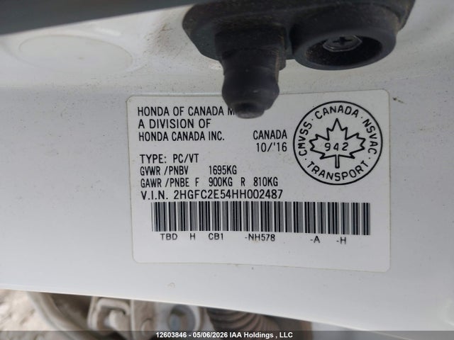 Aukcja sprzedaży 2017 Honda Civic Lx, vin: 2HGFC2E54HH002487, numer aukcji: 12603846