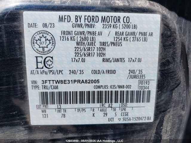 Продажа на аукционе авто 2023 Ford Maverick Xlt, vin: 3FTTW8E31PRA82005, номер лота: 12603850