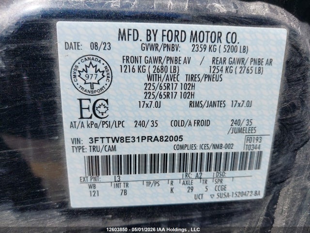Продажа на аукционе авто 2023 Ford Maverick Xlt, vin: 3FTTW8E31PRA82005, номер лота: 12603850