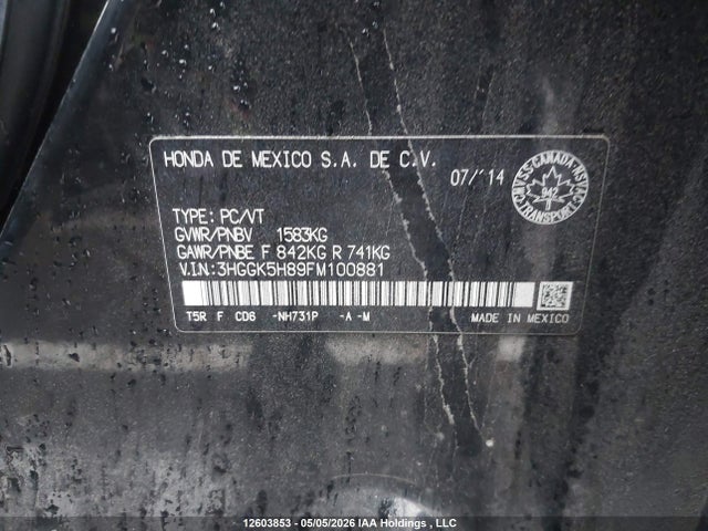 3HGGK5H89FM100881 Honda Fit Ex/exl