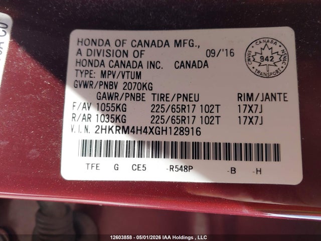 2HKRM4H4XGH128916 Honda CR-V SE