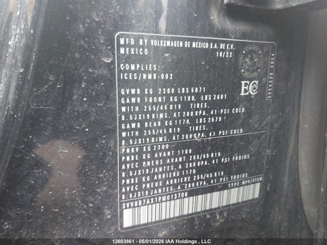 2023 Volkswagen Tiguan Se R-line Black მანქანა იყიდება აუქციონზე, vin: 3VV8B7AX1PM013706, აუქციონის ნომერი: 12603861