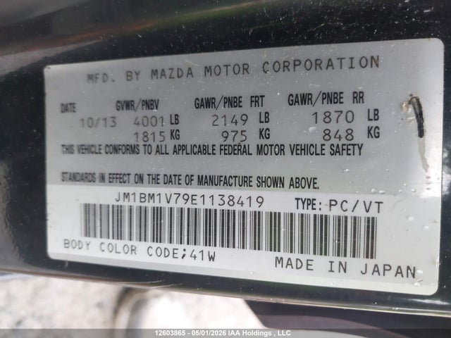 JM1BM1V79E1138419 Mazda Mazda3 Gs-sky