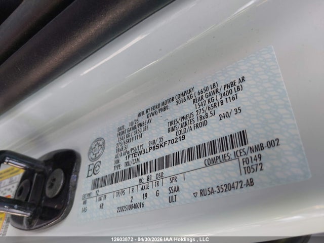Продаж на аукціоні авто 2025 Ford F150 Xlt, vin: 1FTEW3LP8SKF70219, номер лоту: 12603872