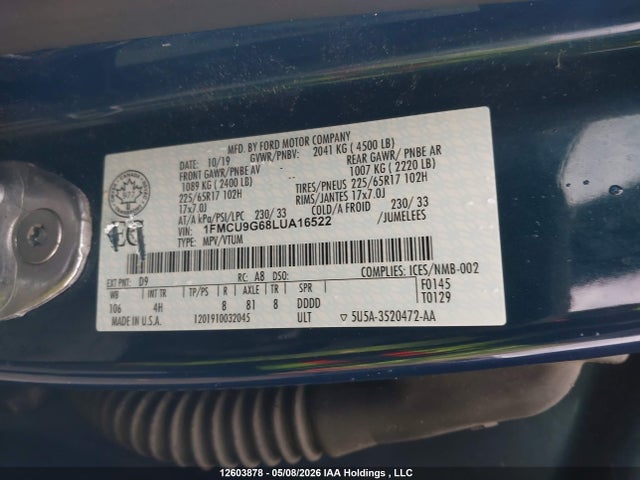 Ford Escape 2020 1FMCU9G68LUA16522 Image 18