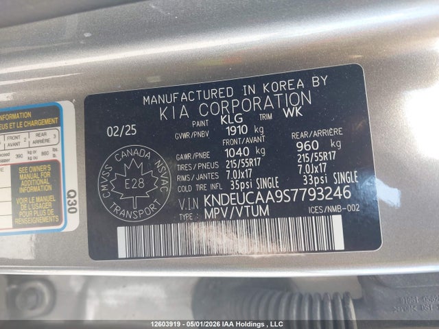 Aukcja sprzedaży 2025 Kia Seltos S, vin: KNDEUCAA9S7793246, numer aukcji: 12603919