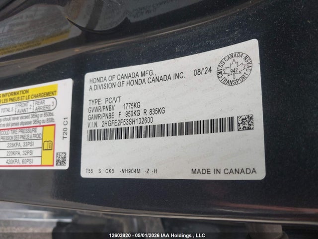 Honda Civic Sport 2025 2HGFE2F53SH102600 Image 9