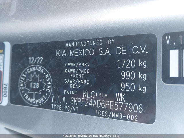 3KPF24AD6PE577906 KIA Forte Lx/lxs