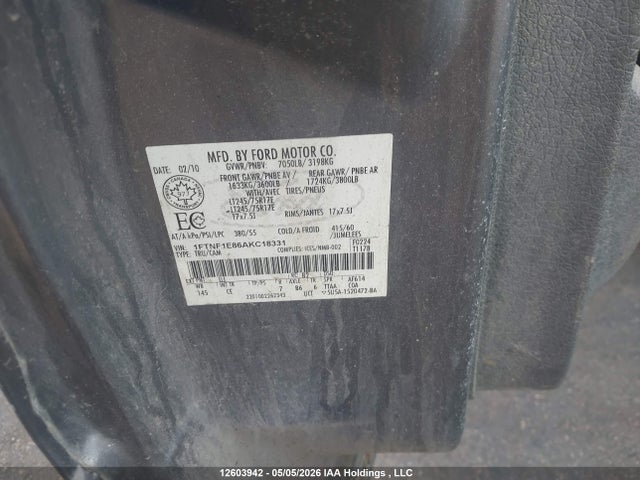 Продажа на аукционе авто 2010 Ford F150, vin: 1FTNF1E86AKC18331, номер лота: 12603942