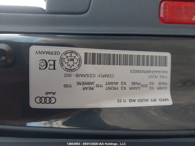 Aukcja sprzedaży 2024 Audi A4 Komfort 45, vin: WAUAAAF49RN006023, numer aukcji: 12603953