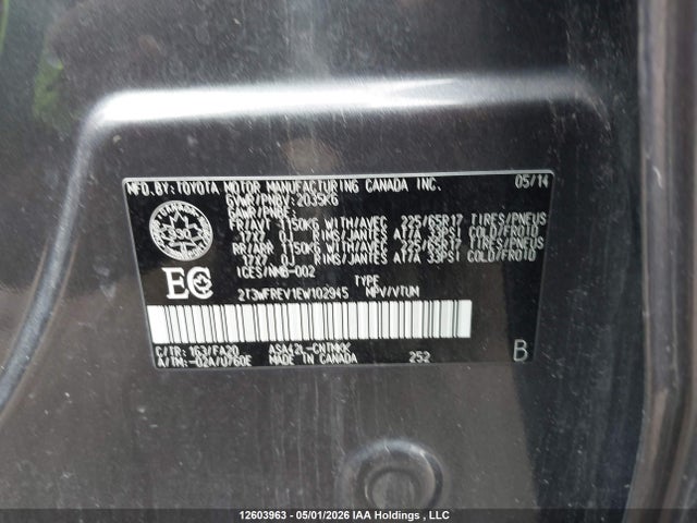 Aukcja sprzedaży 2014 Toyota Rav4 Xle, vin: 2T3WFREV1EW102945, numer aukcji: 12603963