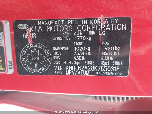 2019 Kia Soul მანქანა იყიდება აუქციონზე, vin: KNDJN2A28K7650318, აუქციონის ნომერი: 12603967