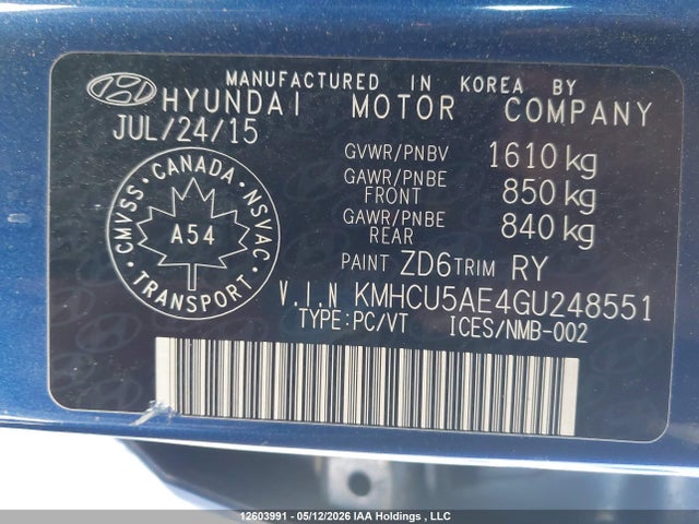 KMHCU5AE4GU248551 Hyundai Accent Sport