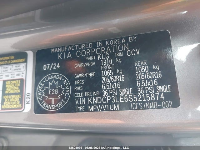 12603993 :رقم المزاد ، KNDCP3LE6S5215874 vin ، 2025 Kia Niro مزاد بيع