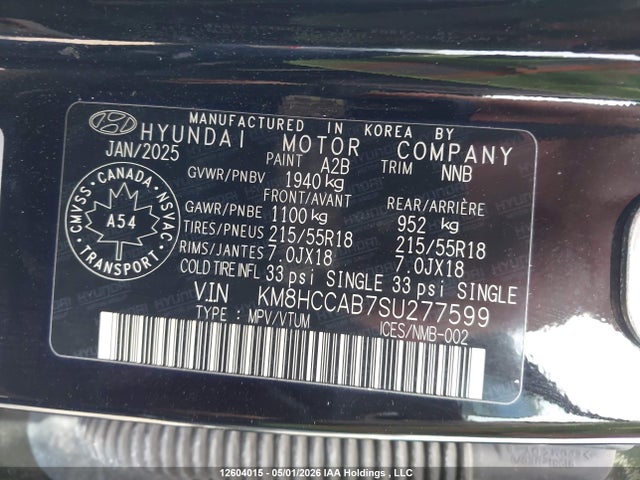 Продаж на аукціоні авто 2025 Hyundai Kona Sel, vin: KM8HCCAB7SU277599, номер лоту: 12604015