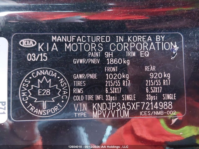 KNDJP3A5XF7214988 KIA SOUL +