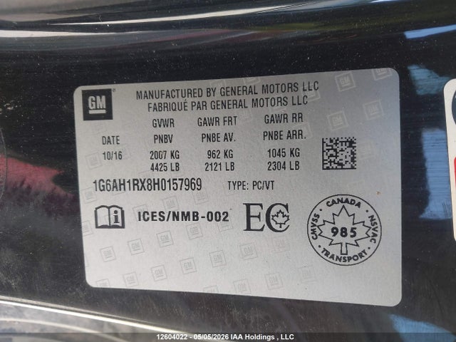 1G6AH1RX8H0157969 Cadillac ATS LUXURY