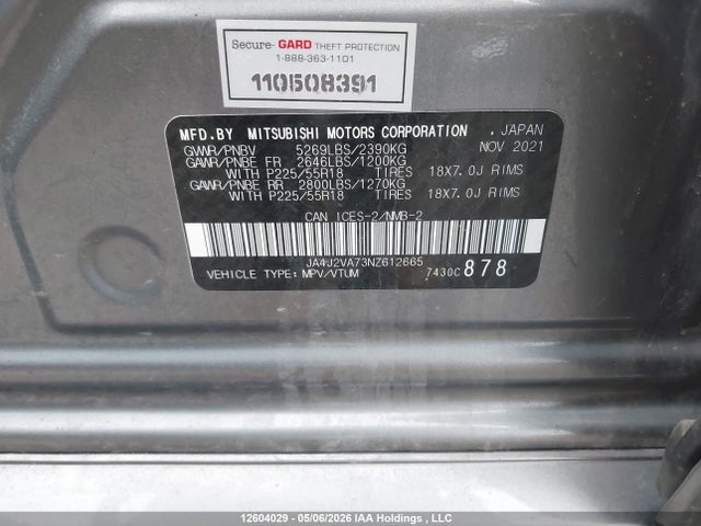 JA4J2VA73NZ612665 Mitsubishi Outlander Phev Black Edition/gt/le/se