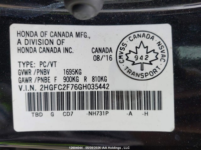 Honda CIVIC EX 2016 2HGFC2F76GH035442 Image 9