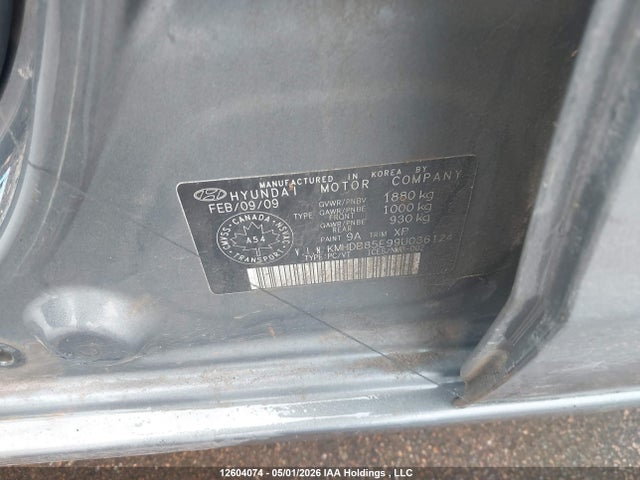 Продаж на аукціоні авто 2009 Hyundai Elantra Touring L/l Preferred, vin: KMHDB85E99U036124, номер лоту: 12604074