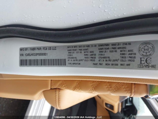 1C4RJHEG8P8898951 Jeep Grand Cherokee Summit/summit Reserve