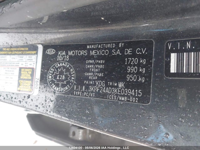 3KPF24AD3KE039415 KIA FORTE LX