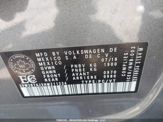 Aukcja sprzedaży 2017 Volkswagen Jetta, vin: 3VW2B7AJ3HM211234, numer aukcji: 12604102