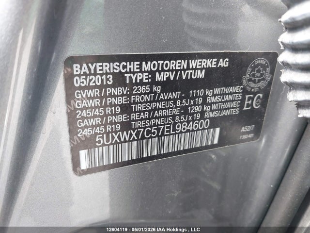 5UXWX7C57EL984600 BMW X3 Xdrive35i