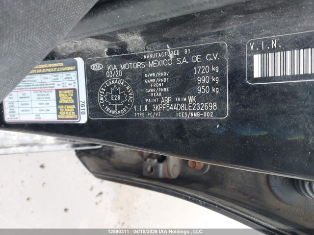 3KPF54AD8LE232698 KIA Forte Ex/ex Limited/ex Premium/ex+