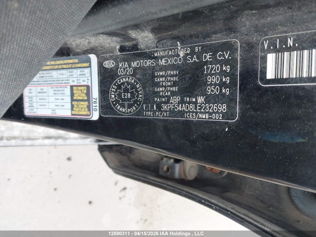 3KPF54AD8LE232698 KIA Forte Ex/ex Limited/ex Premium/ex+