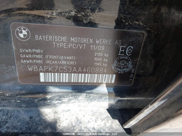 12590236 :رقم المزاد ، WBAPK7C53AA460884 vin ، 2010 Bmw 328i Xdrive مزاد بيع