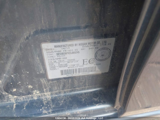 Продаж на аукціоні авто 2014 Nissan Sentra S/sv/sr/sl, vin: 3N1AB7APXEL665245, номер лоту: 12604136