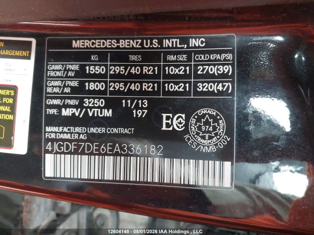 4JGDF7DE6EA336182 Mercedes-Benz Gl 550 4matic