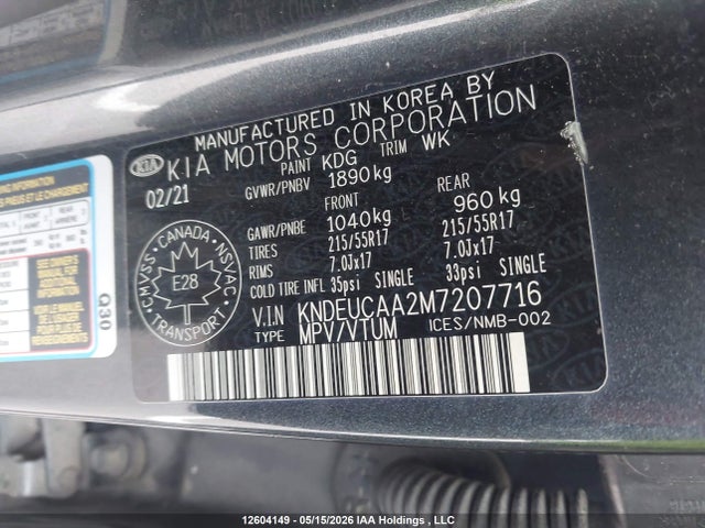 2021 Kia Seltos Ex მანქანა იყიდება აუქციონზე, vin: KNDEUCAA2M7207716, აუქციონის ნომერი: 12604149