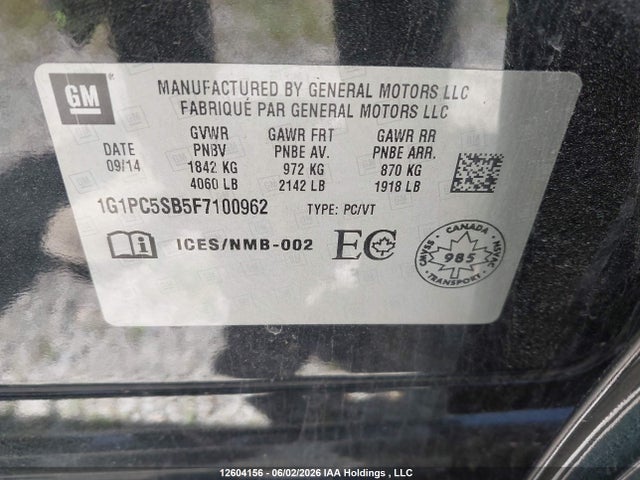 Chevrolet CRUZE LT 2015 1G1PC5SB5F7100962 Image 22