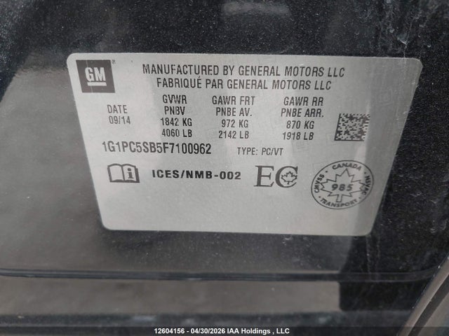 Chevrolet CRUZE LT 2015 1G1PC5SB5F7100962 Image 9