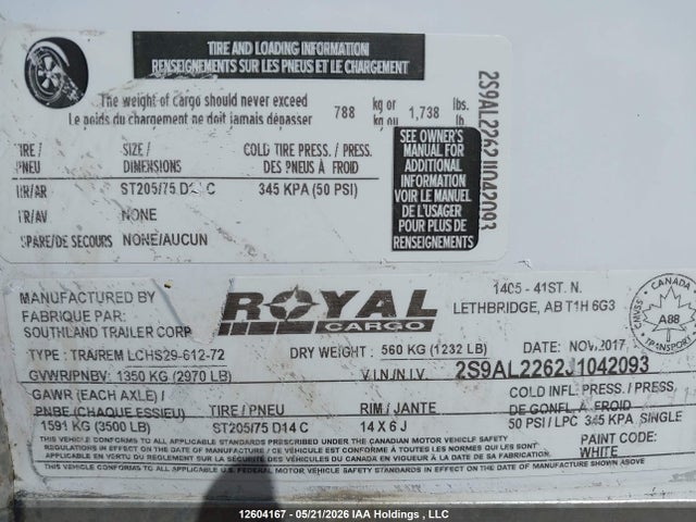 2S9AL2262J1042093 Royal Cargo Cargo Trailer