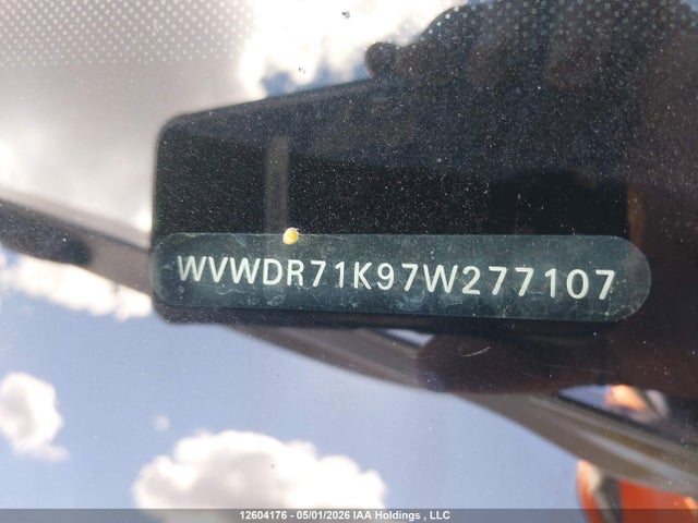 2007 Volkswagen Rabbit მანქანა იყიდება აუქციონზე, vin: WVWDR71K97W277107, აუქციონის ნომერი: 12604176