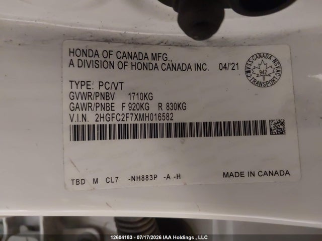 Honda Civic Ex 4dr 2021 2HGFC2F7XMH016582 Image 9