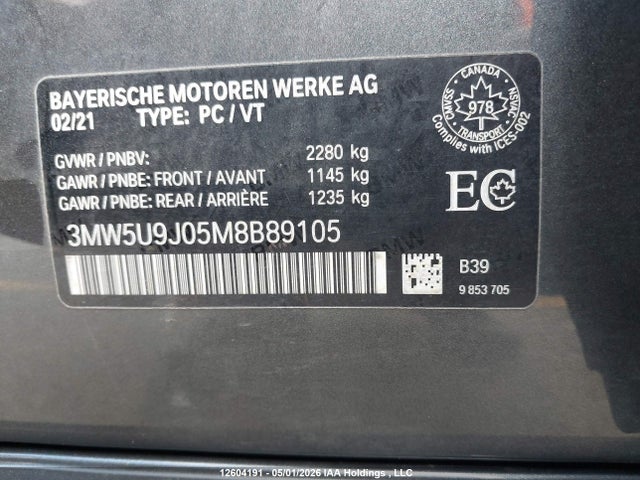 3MW5U9J05M8B89105 BMW M340XI