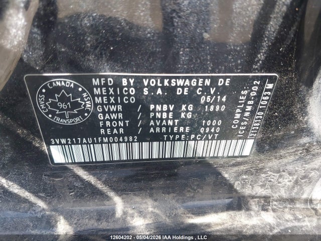 3VW217AU1FM004982 Volkswagen Golf 1.8 Tsi Comfortline/1.8 Tsi Highline/1.8 Tsi Trendline