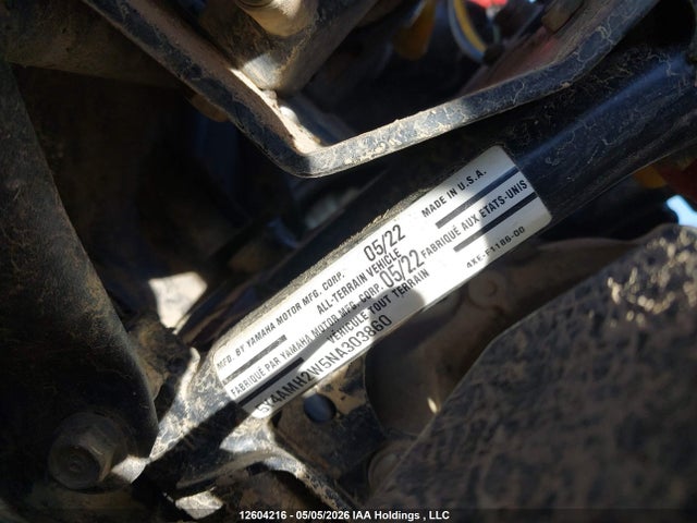 Aukcja sprzedaży 2022 Yamaha Yfm700, vin: 5Y4AMH2W5NA303860, numer aukcji: 12604216