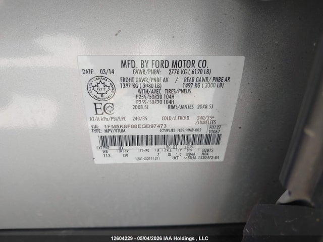Продажа на аукционе авто 2014 Ford Explorer Limited, vin: 1FM5K8F88EGB97473, номер лота: 12604229