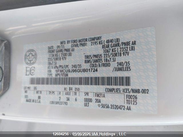 Продажа на аукционе авто 2016 Ford Escape Titanium, vin: 1FMCU9J96GUB01724, номер лота: 12604256