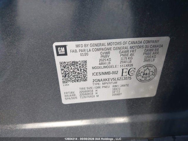 Chevrolet EQUINOX LT 2020 2GNAXKEV5L6213075 Image 9