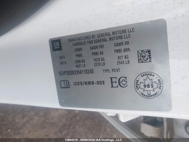 Продажа на аукционе авто 2017 Buick Verano, vin: 1G4PS5SKXH4118240, номер лота: 12604319
