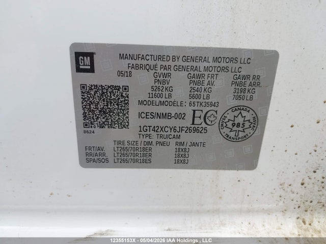 Aukcja sprzedaży 2018 Gmc Sierra 3500hd Slt, vin: 1GT42XCY6JF269625, numer aukcji: 12355153